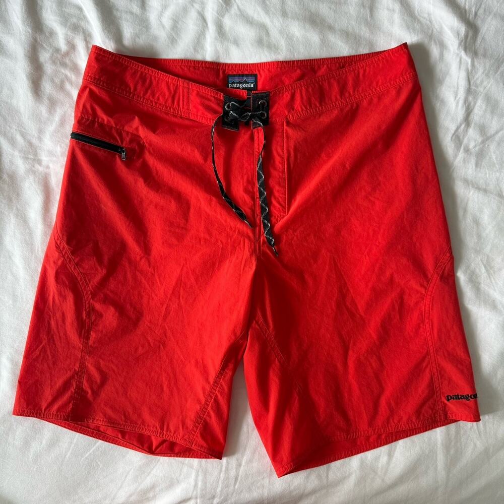 Men's Patagonia Board Shorts Size 36 Cherry Red Swim Suit Trunks